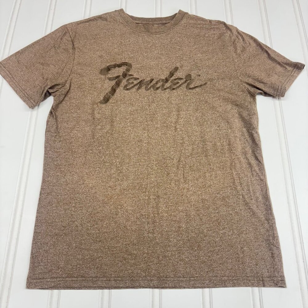 Vintage Fender Brown Short Sleeve T-Shirt XXL embroidered Crew Neck Casual
